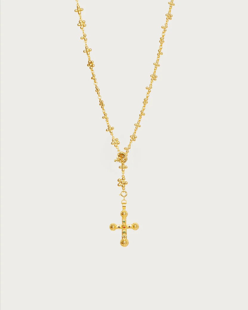 Gold Daisy Cross Necklace