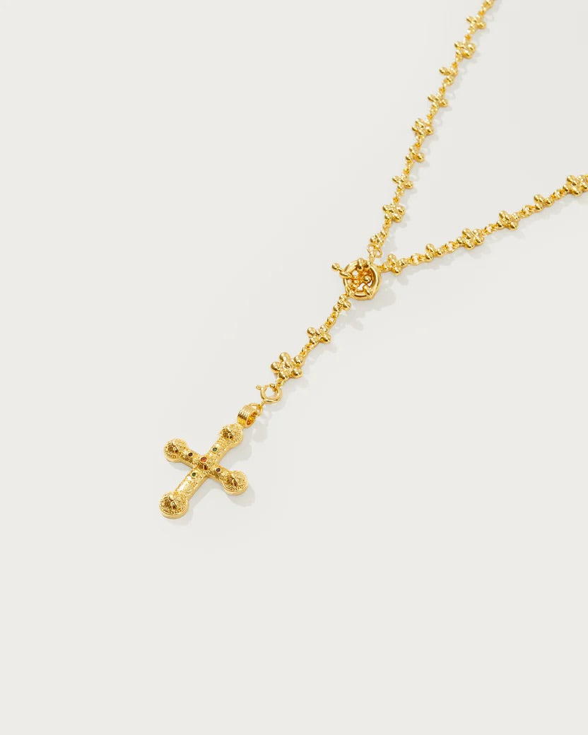 Gold Daisy Cross Necklace